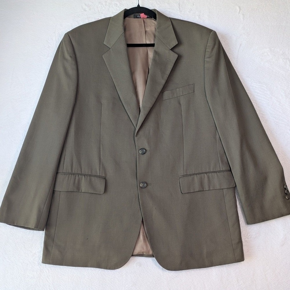 Chaps Blazer Mens 42R Olive Brown 100% Wool Two Button Sport Coat Single Vent